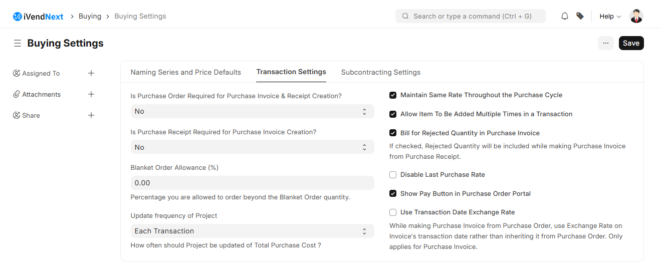 Buying Settings - Two